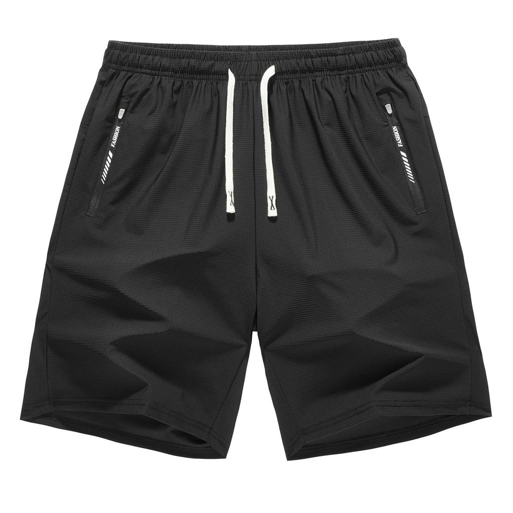 Men Lightweight Drawstring Waist Athletic Shorts with Zipper Pockets Breathable Mesh Fabric Casual Fit