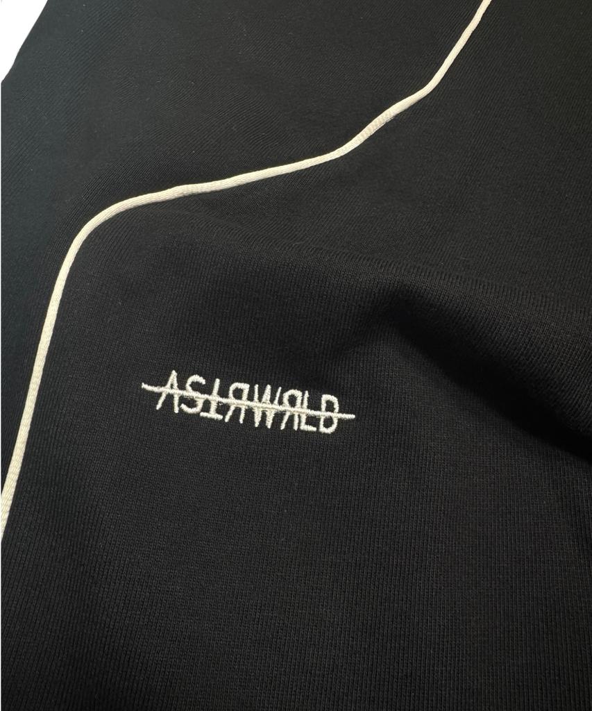 Aseuteleuwoldeu Symbol Logo Two-Tuck Cotton Track Pants (Black)