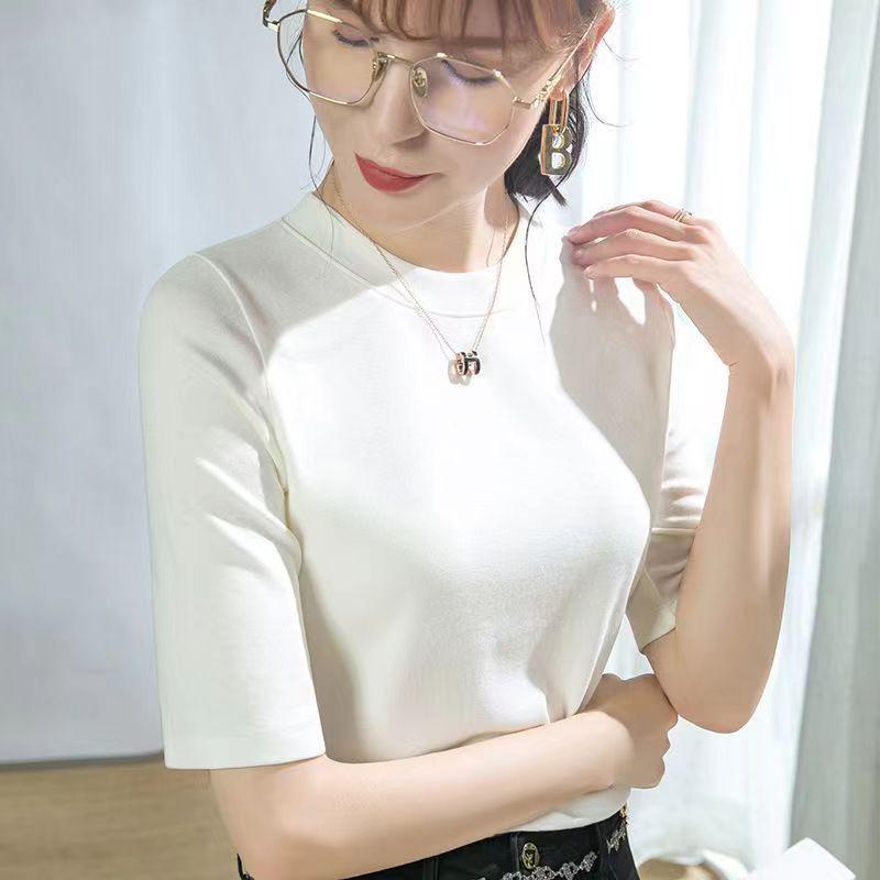 Women's Summer Korean-Style Slimming Half-Sleeve T-Shirt - Solid Color, Versatile Design