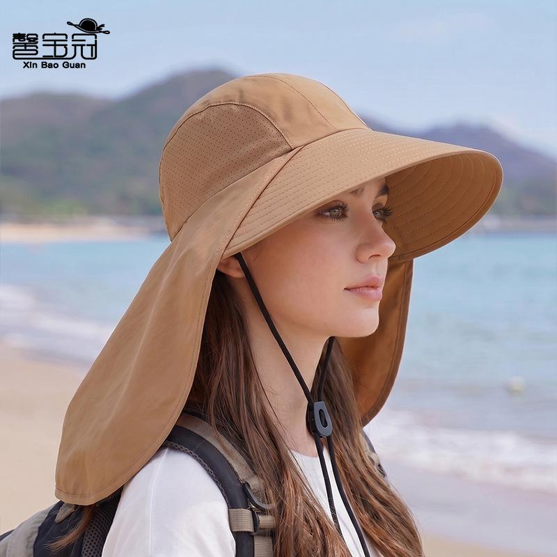 Summer outdoor sun hat children quick drying waterproof big brim bucket hat European and American fashion shawl neck protection sun protection hat