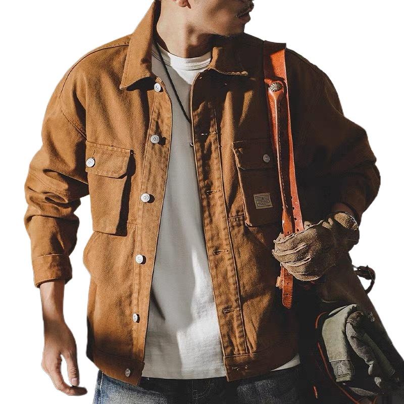 Retro Jeansjacke Herren Frühling und Herbst Locker Trendy Brandneu Trendige Jacke Herren Herbst