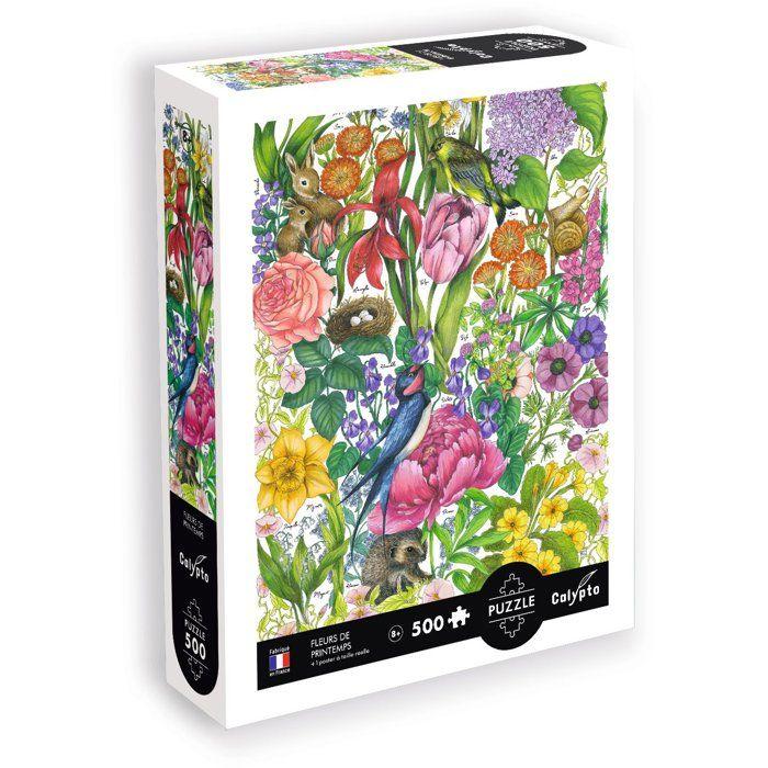 Puzzle - SENTOSPHERE - Calypto - 500 pieces - Les fleurs du Printemps - Toucher soyeux - Des 8 ans