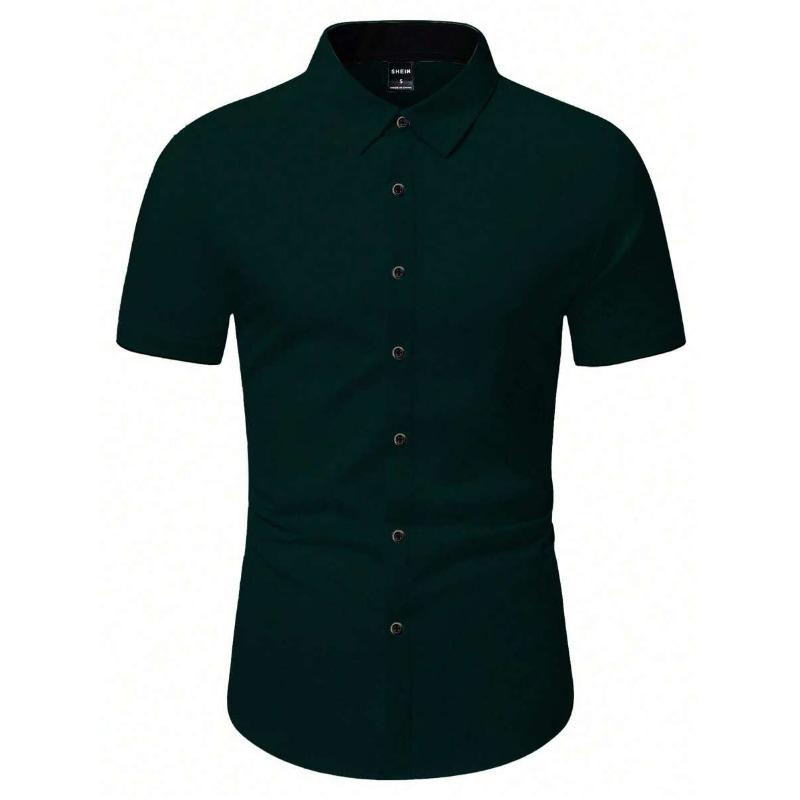 New Summer Men Clothes Spell Color Short Sleeve Shirt Men Lapel Fashion 100% Polyester Shirt Tops