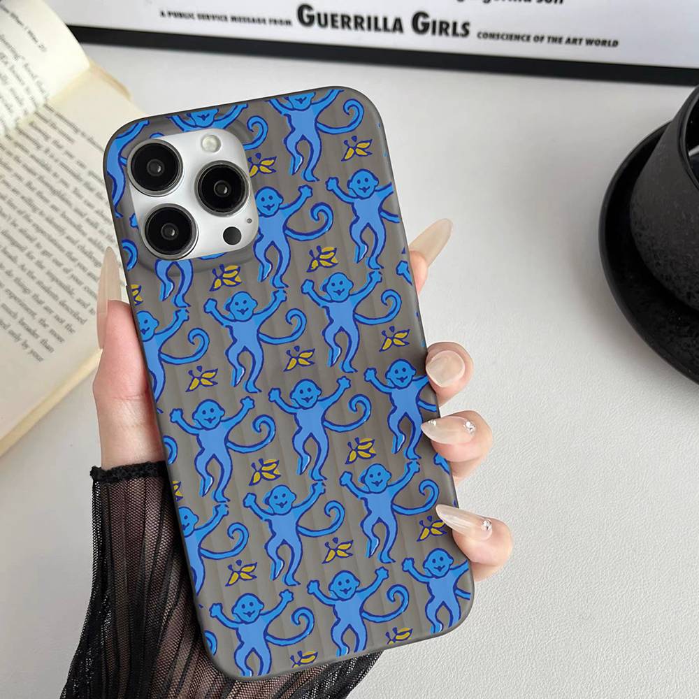

R-Roller R-Rabbit Monkey For Phone 17 16 15 14 13 12 11 Pro Max Plus Pro Air Phone Case Corrugated Stripe Back Cover iPhone 15