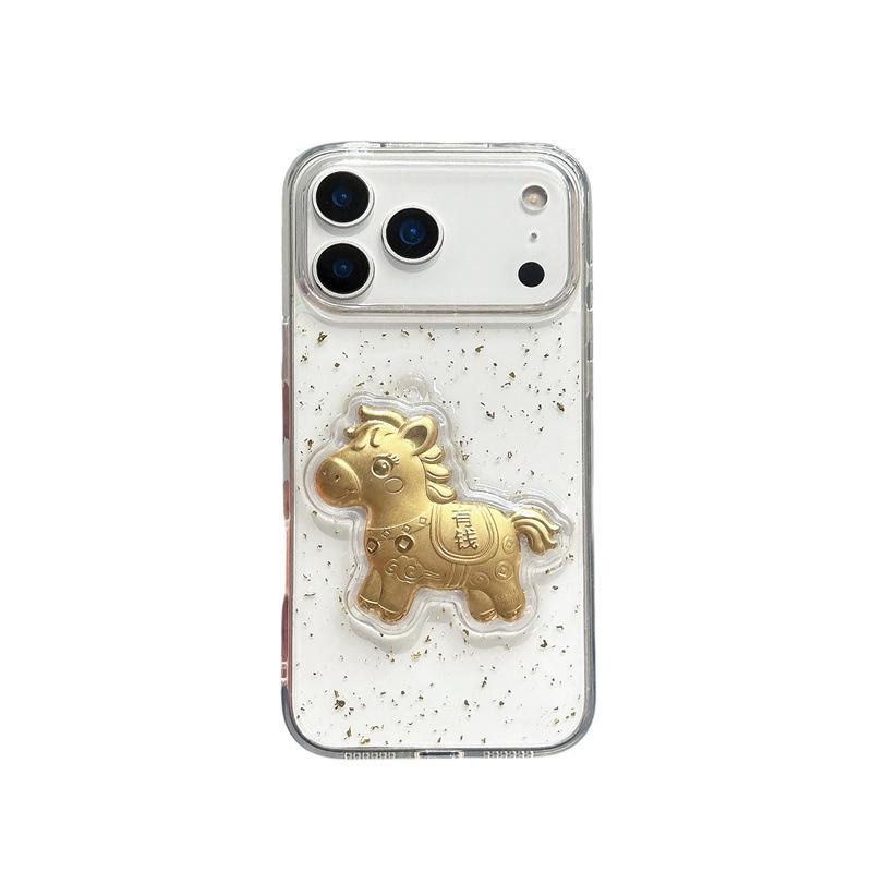 Epoxy Gold Foil Drops Soft Case for iPhone 13/14/15/16 Pro Max
