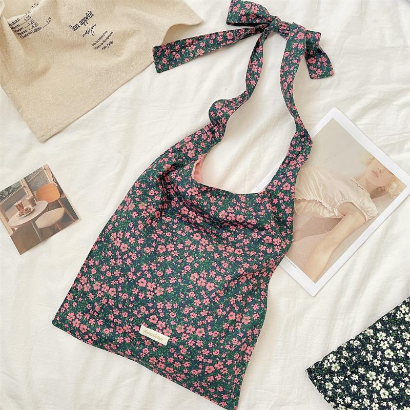 52 New fresh floral canvas bag women's street versatile underarm bag shoulder bag large capacity women's canvas bag