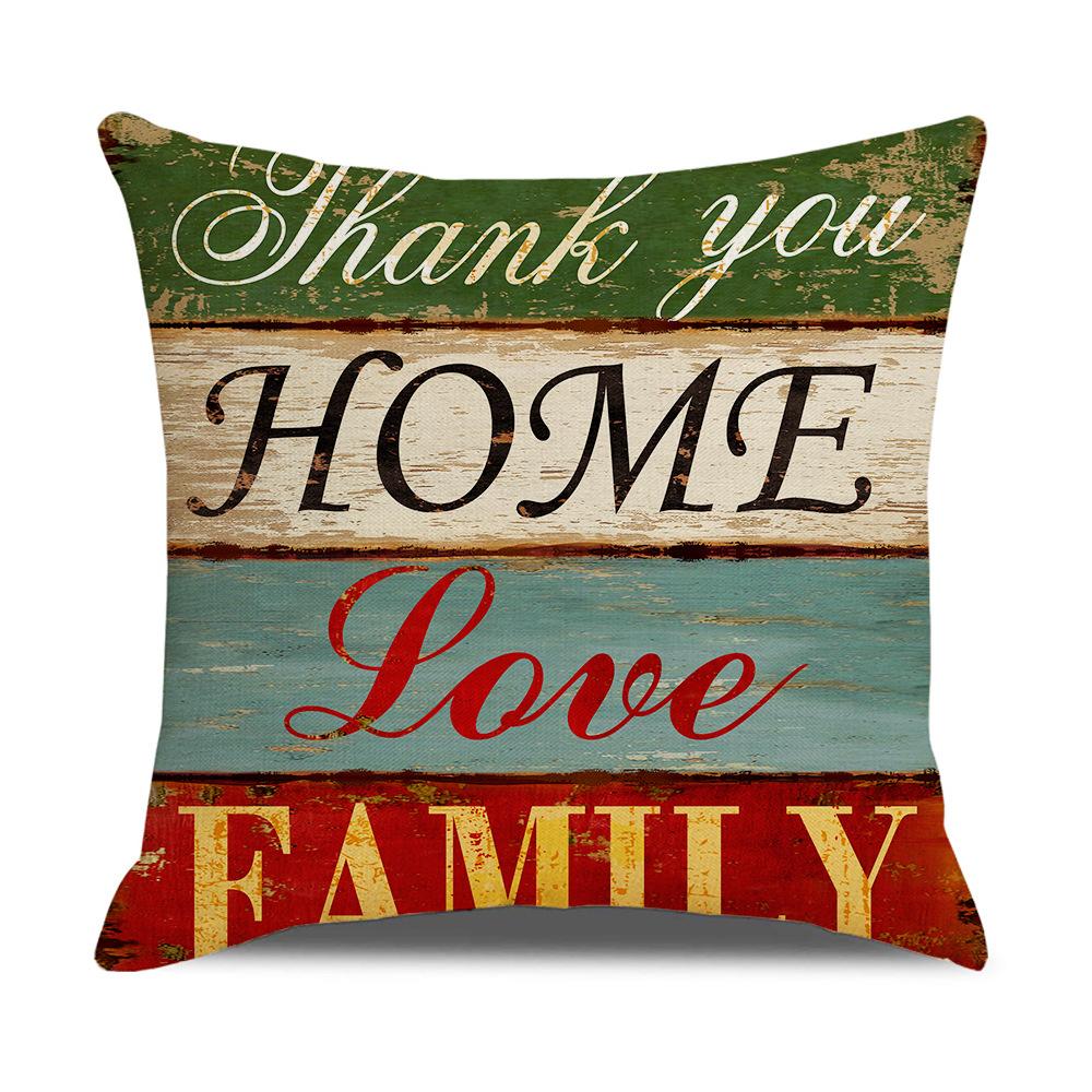 Retro American Wooden Board Letters Admonishment Digital Printing Linen Pillowcase New Home