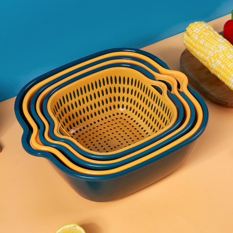 Kitchen Sink Multi-functional Double-layer Strainer for Fruits and Vegetables Designed for Easy Washing