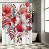 Romantic Red Floral Heart Shower Curtain - Waterproof, Mildew-Resistant, Machine Washable for Elegant Bathroom Decor