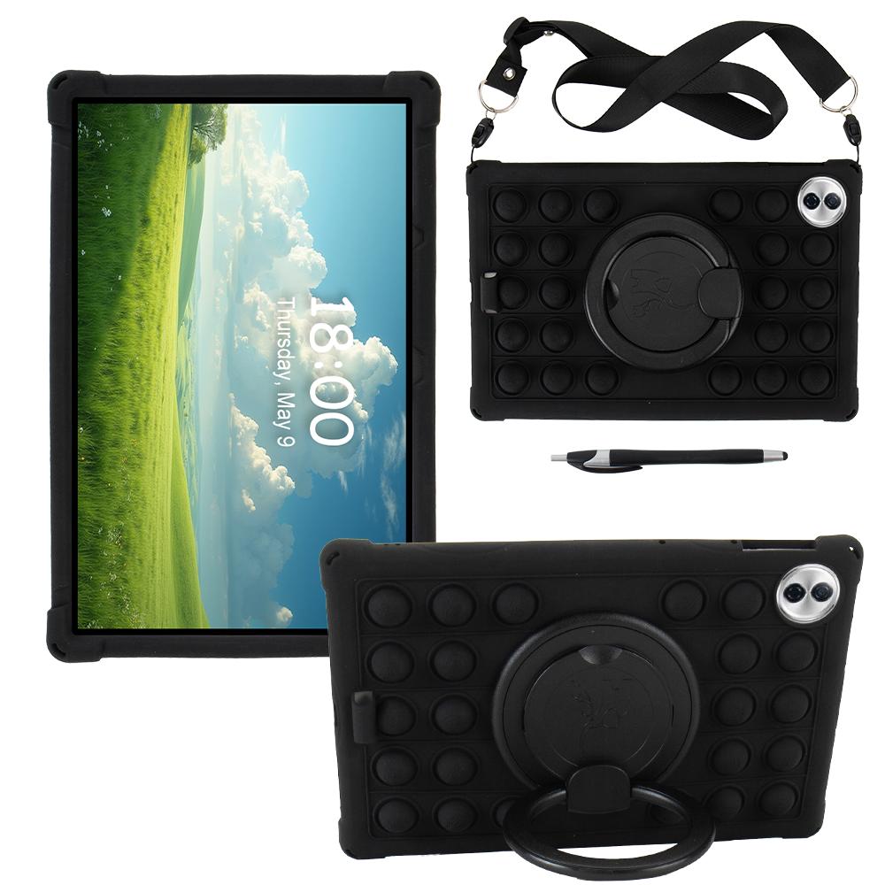 

For Honor Pad 10 2025 Case 12.1inch HEY3-W00 Rotating Soft Silicone Tablet Cover Kids Stand Shockproof Shell Honor Pad 10 12.1 чорний