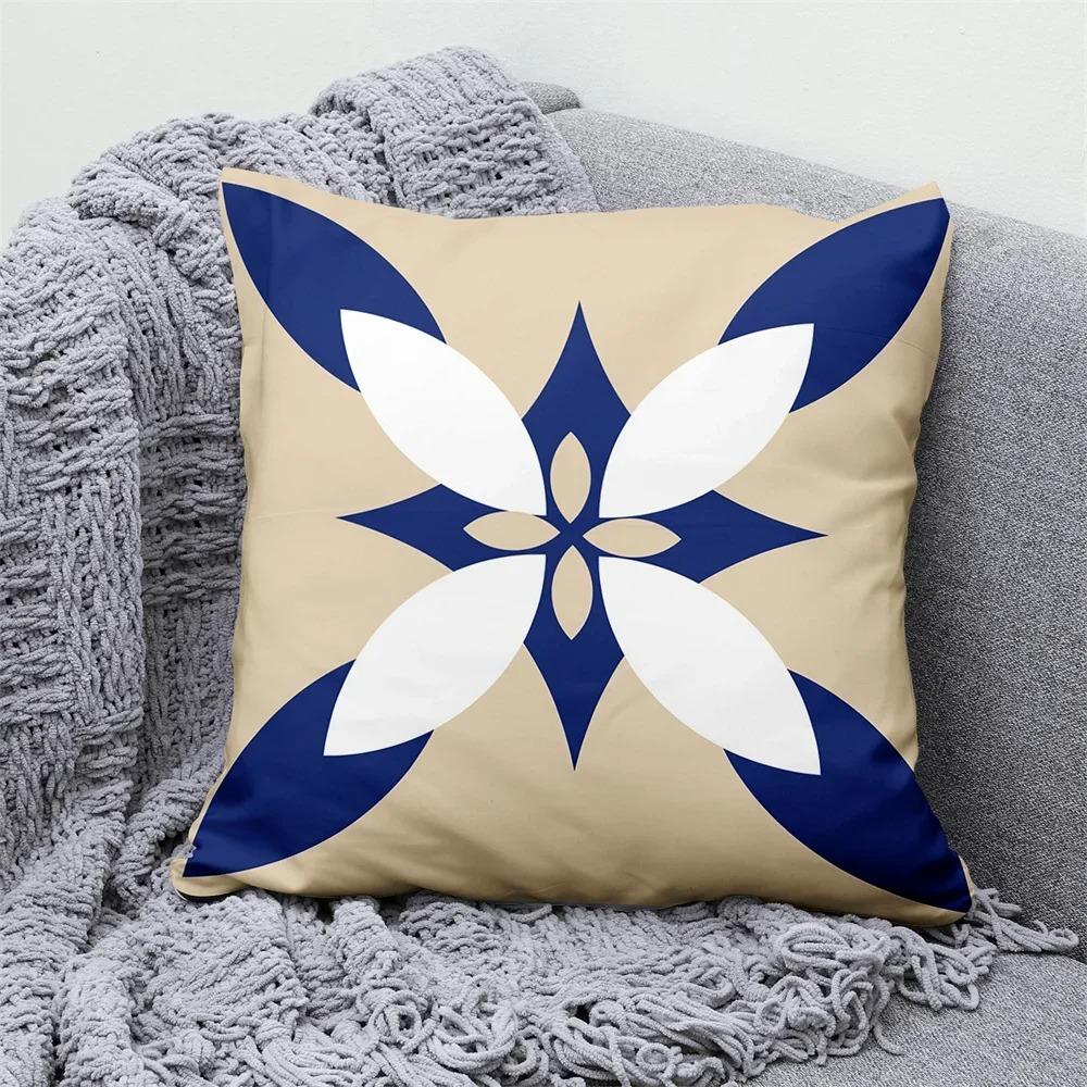 Blue Geometric Decorative Pillowcase Interior Decoration Office Living Room Home Pillowcase