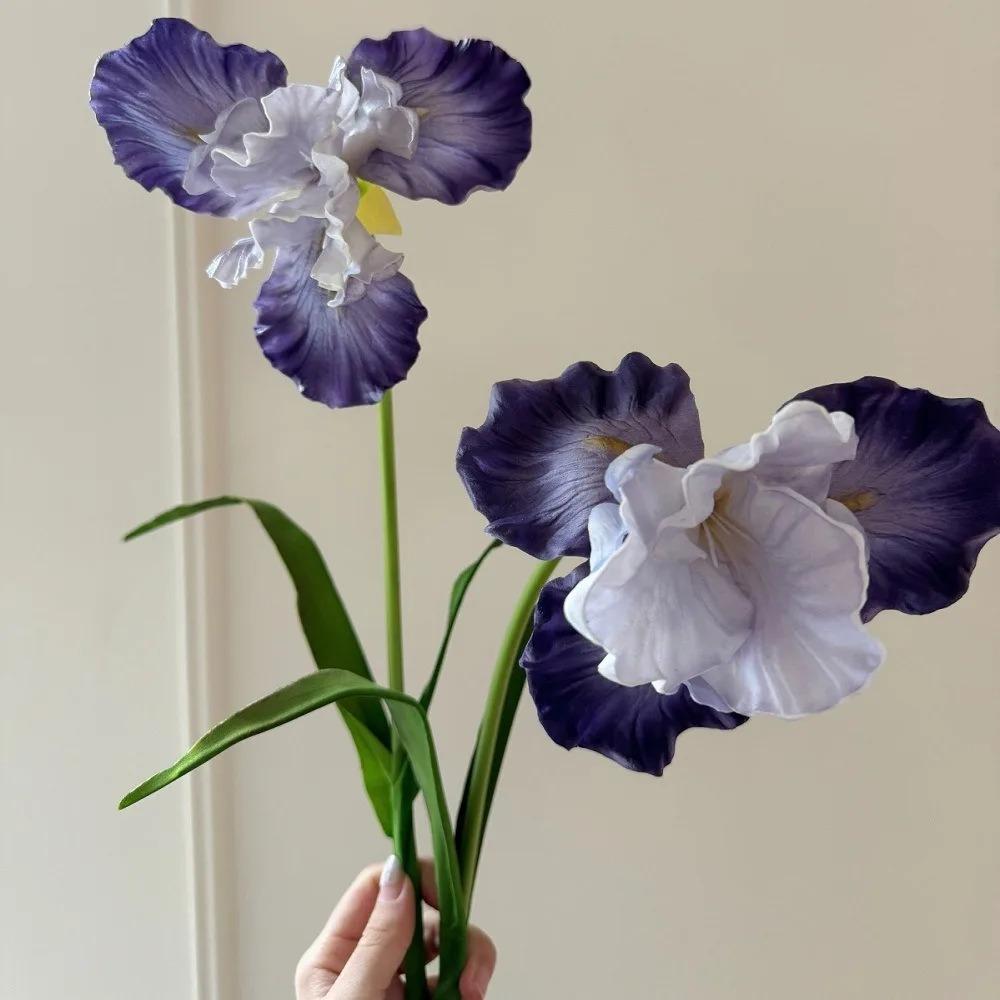 1pc Purple Artifical Iris Flower PU Elegance for Home Decor Room Wedding Party Realistic Dining Table Floral Arrangements Spring