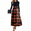 Women's Fashion Casual Belted Long Sleeve Round Neck Halloween Printed Elegant Temperament Dresses