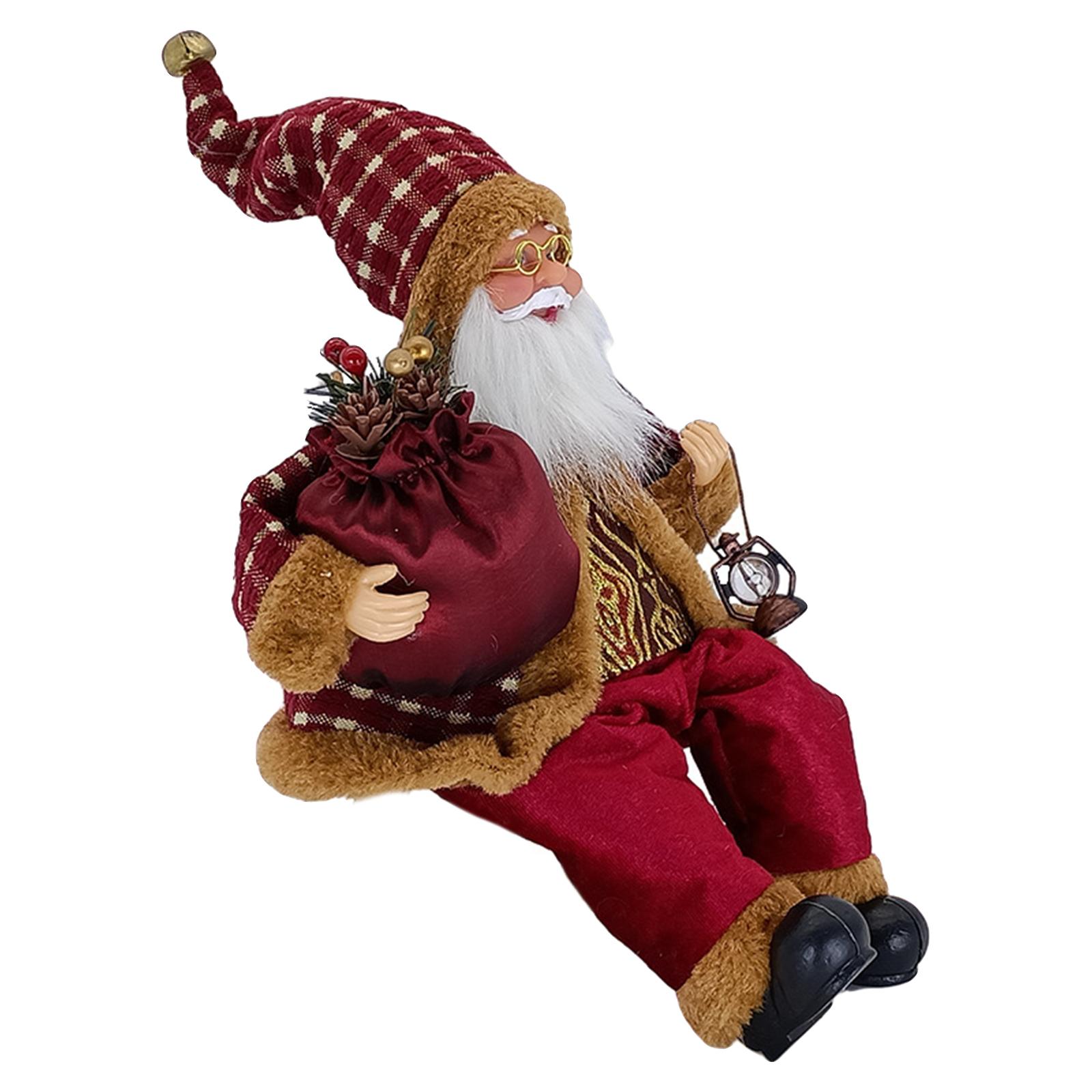 

Santa Claus Doll Plush Stuffed Dwarf Moving New Year Gnome Christmas Tree Ornament Decor for Office Xmas Tree Holiday Home Kids