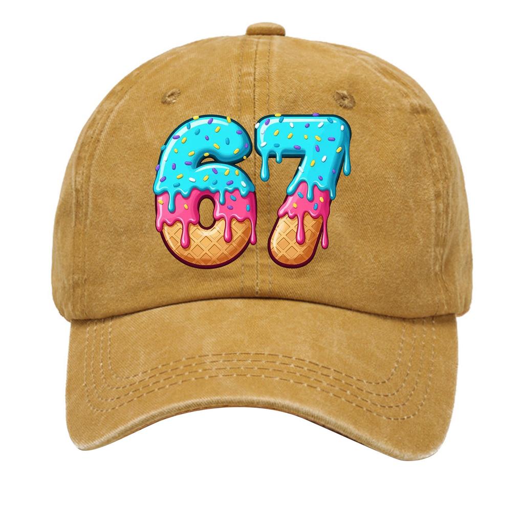 Washed Cotton Baseball Cap With Printed Distressed Soft Top Denim Hat For Men, European And American Retro Hat