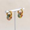 Exquisite Colorful CZ Hoop Earrings Stainless Steel with Cubic Zirconia Round Circle Ear Buckle Luxury Women Jewelry Party Gifts