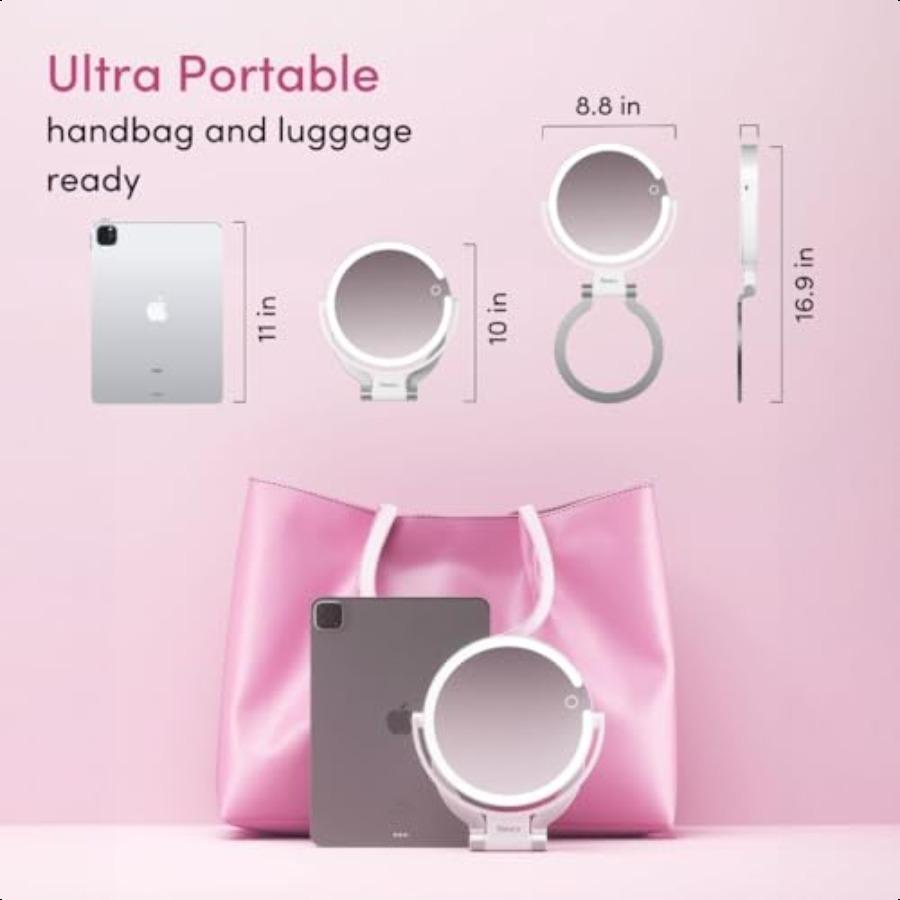 

Дорожное увеличительное зеркало 10x 1x с подсветкой, перезаряжаемое, 9-дюймовое очень большое светодиодное зеркало для макияжа, складное, двустороннее, портативное United States