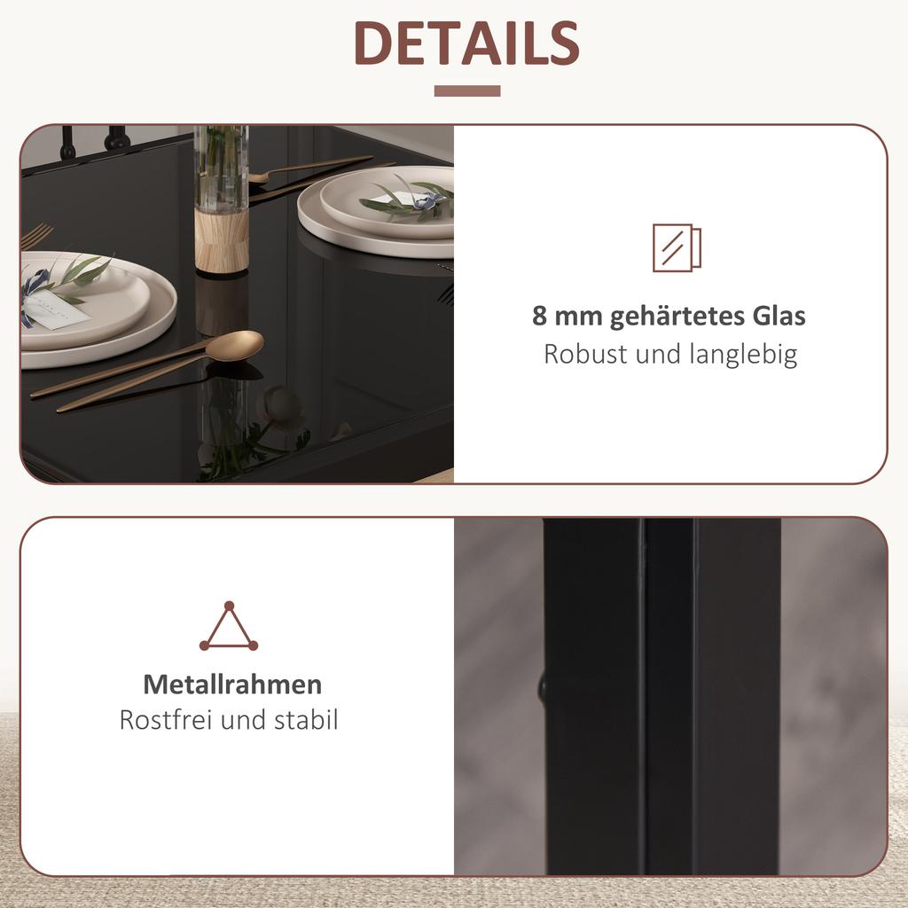 Dining Set, Dining Table with 2 Chairs, Space-Saving Dining Room Set, Seating Group, Black