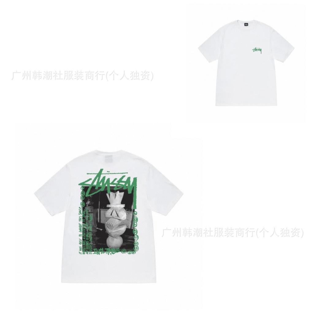 [2] American trendy brand short-sleeved t-shirt black and white collection printed short-sleeved t-shirt casual couple men and women of the same style