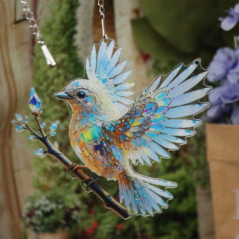 Acrylic Window Hanging Bird Sky Stained Bluebirds Suncatchers Bird Hangings Pendant  Branch