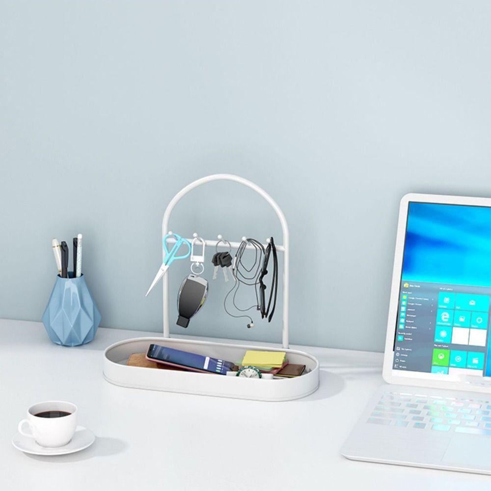 with Hooks Desktop Tray Iron Jewelry Display Plate Multi-Function Bathroom Shelf  Earrings Pendants