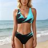 Womens High Waisted Bikini Set Two Piece Swimsuits V Neck Bathing Suit Floral Print Top Tummy Control Bottom Swimwear