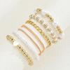 7 Stück/Set Elegantes Boho Perlenarmband-Set für Damen Vintage Einfache Goldfarbe Imitation Perle Herzarmbänder Dating Schmuck
