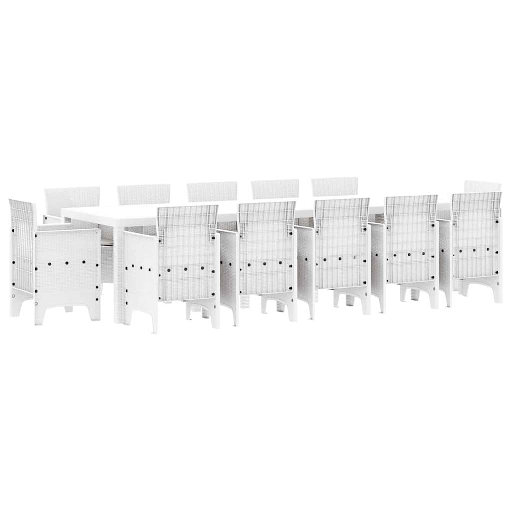 Garden Dining Set 13 pcs White and Light Grey Poly Rattan and Steel
