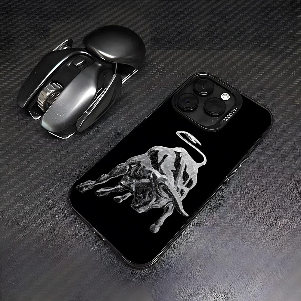 

Taurus Bull Phone Case For IPhone17 Air 16 15 14 Plus 13 12 11 Pro 7 8 XS Max XR Silver Black Bumper Case iPhone17 Air