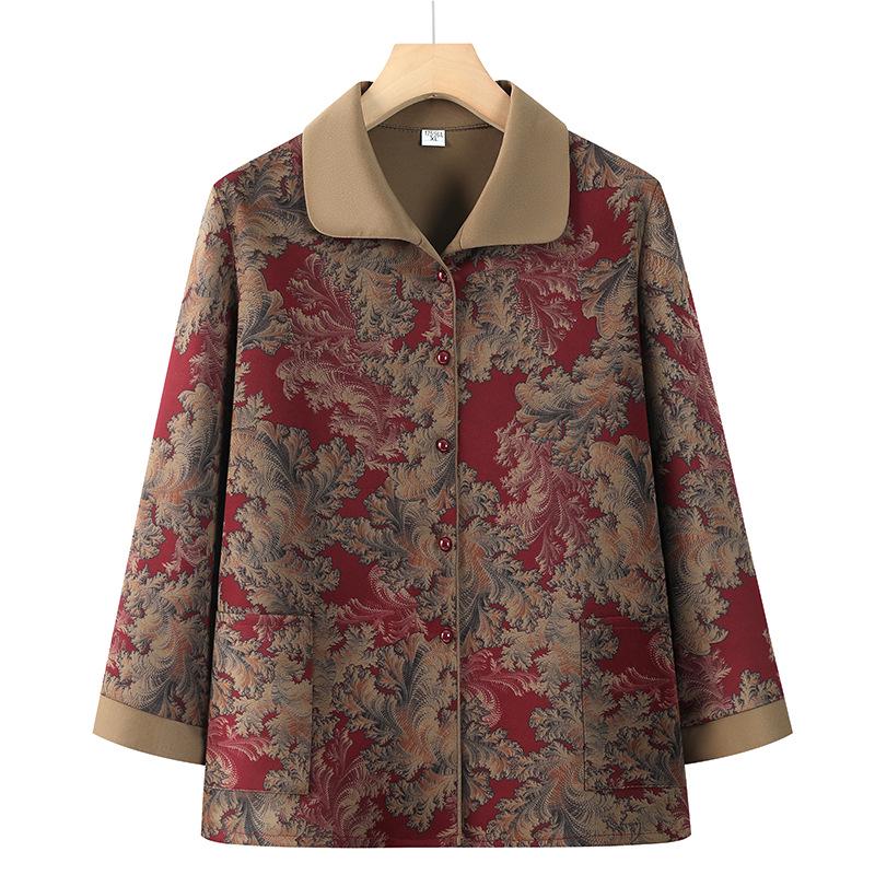 

Свободный и стильный топ с длинным рукавом для мам среднего и пожилого возраста - Весенняя одежда XXL (105-120 jin) красный