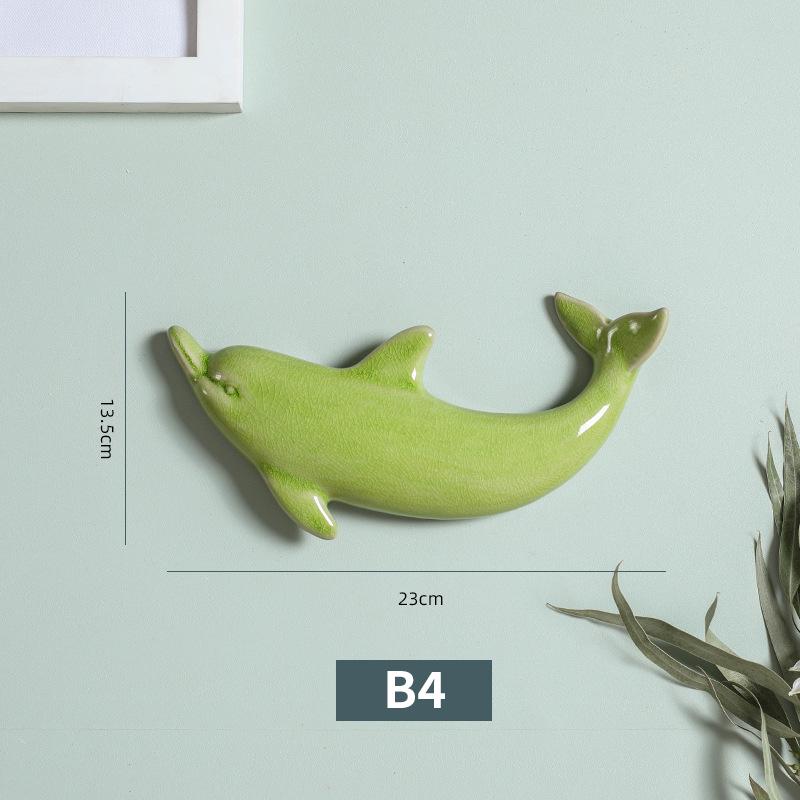 1 ks Nordic Style 3D keramické nástěnné malby s delfíny Nástěnné závěsné pozadí Dekor Řemesla Restaurace Obývací pokoj Kancelář Dekorace