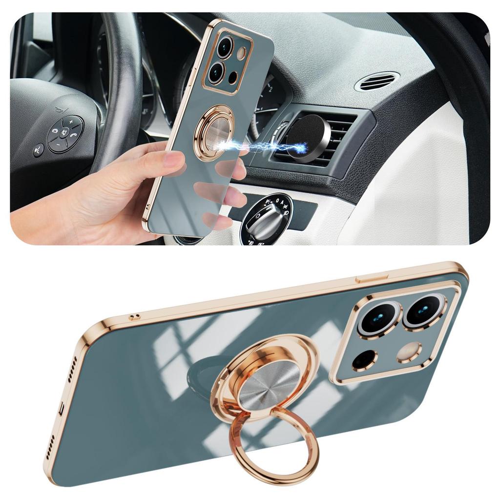 Finger Ring Holder Plating Phone Cover For POCO X6 M6 Pro Case With Bracket Funda For POCO M5S C65 F3 F4 X3 GT M3 X5 F5 Pro 5G