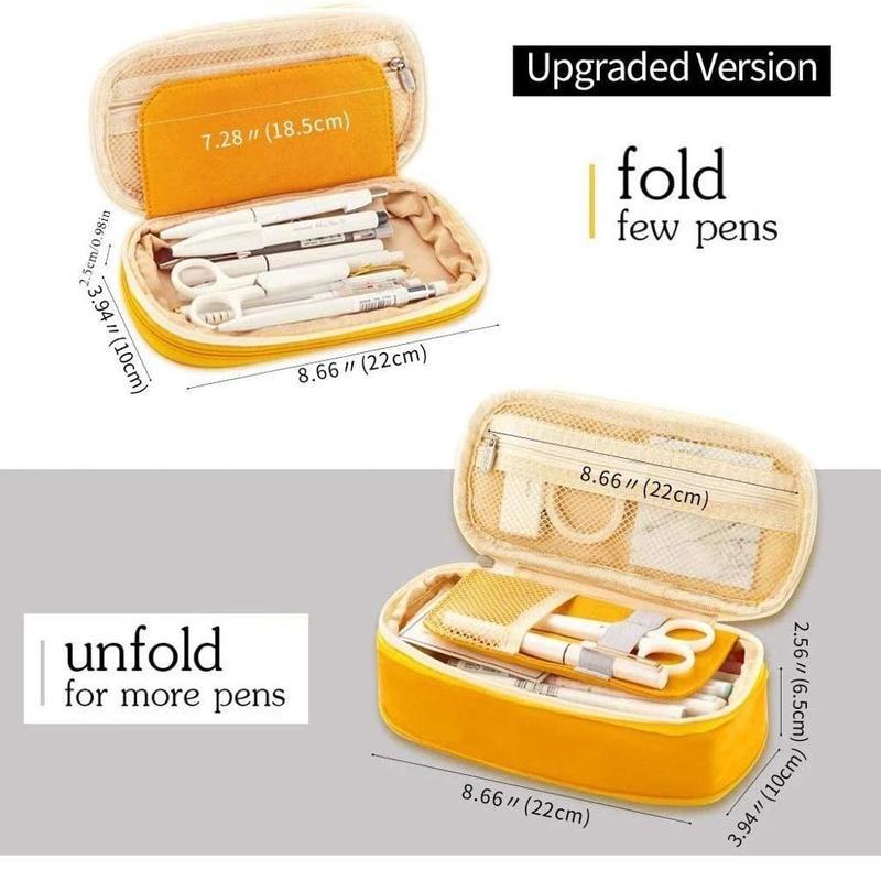 Classic Fashion Pencil Bag Canvas Contrast Color Large Capacity Pencil Case Stationery Storage Bag Organizer for Student Gift