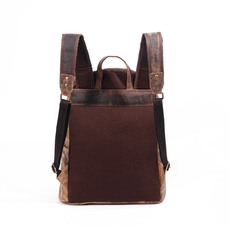 Handmade Vintage 100% Pure Buffalo Leather Backpack Rucksack Travel College Bag