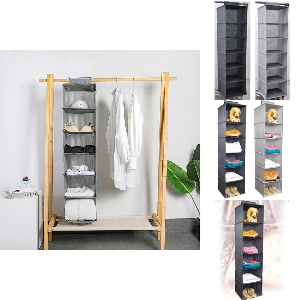 Space-saving Gray Hanging Storage Bag For Bedroom Wardrobe Organization