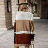 Casual Trend Versatile Autumn Fashion Women's Colorblocking Sweater Coat Female
