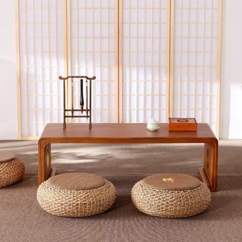 Handwoven Rattan Round Floor Cushion,Meditation Yoga Zafu Pillow Tatami Seat,Natural Boho Style Pouf Ottoman for Zen Living Room