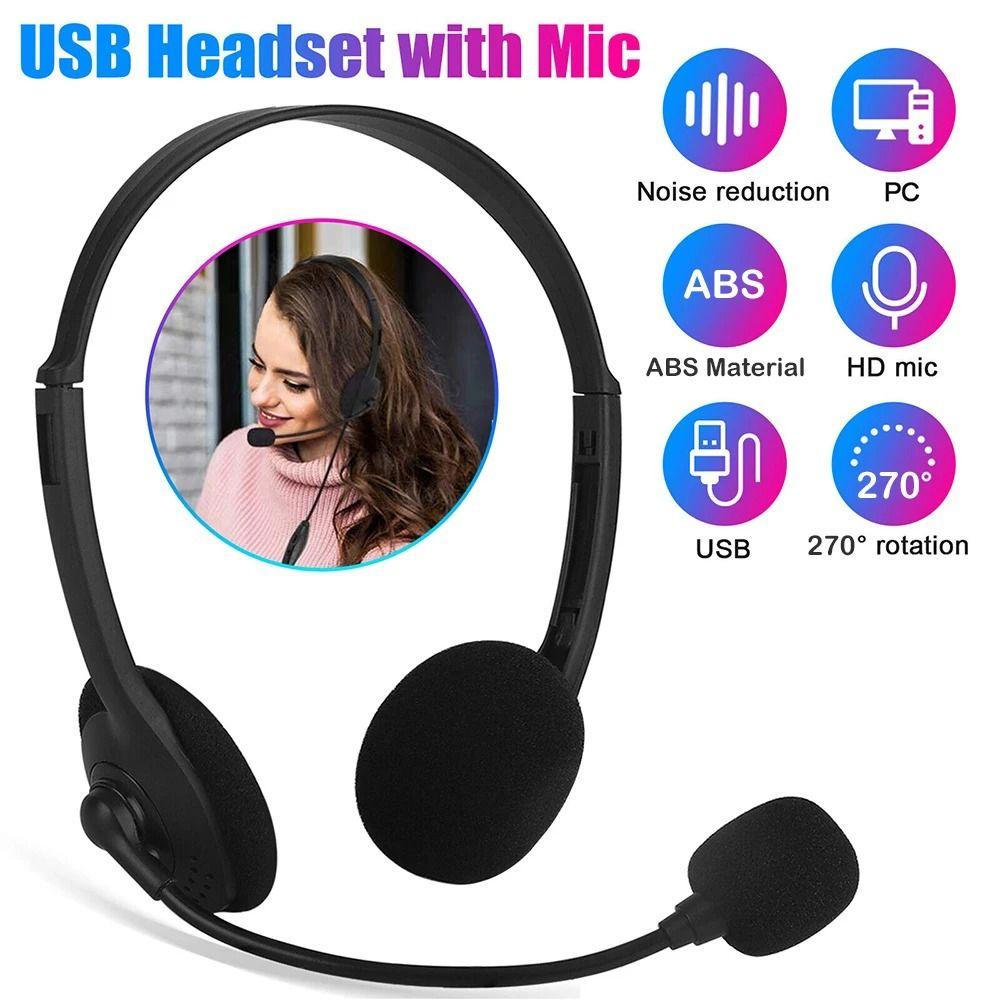 Stereo Sound USB Computer Headphone Noise Cancelling Gaming Headset  for Computer/Laptop Office