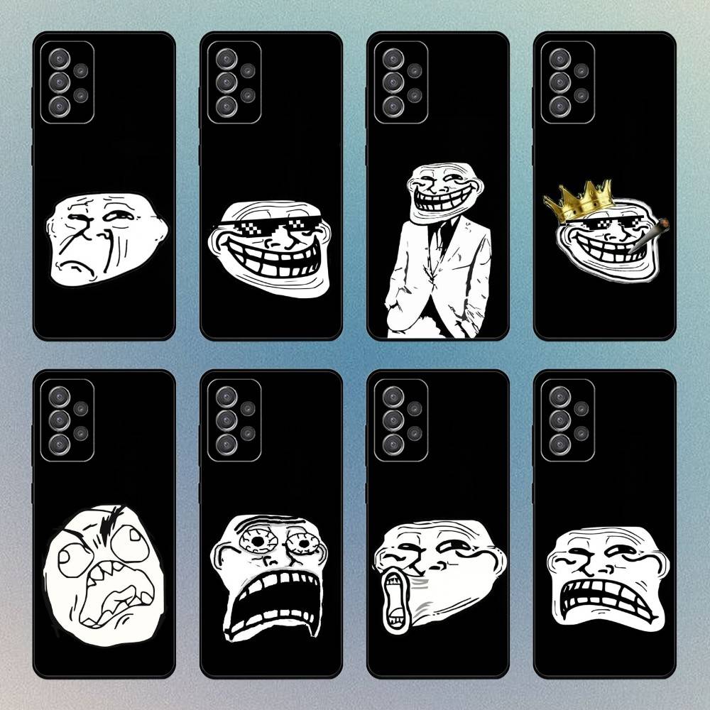 T-Trollfaces Comics Memes Phone Case For Samsung S25,S24,S21,S22,S23,S30,Ultra,S20,Plus,Fe,Lite,Note,10,9,5G Black Cover