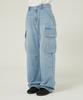 WAIKEI Parachute Cargo Washed Denim Pants Light Blue