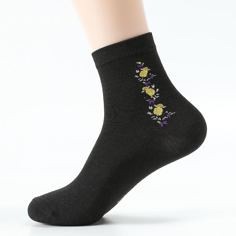 5 Pairs of Female Spring and Autumn Mom Middle Aged Loose Sports Warm and Wide Mouth Sweat Absorption Tube Socks
