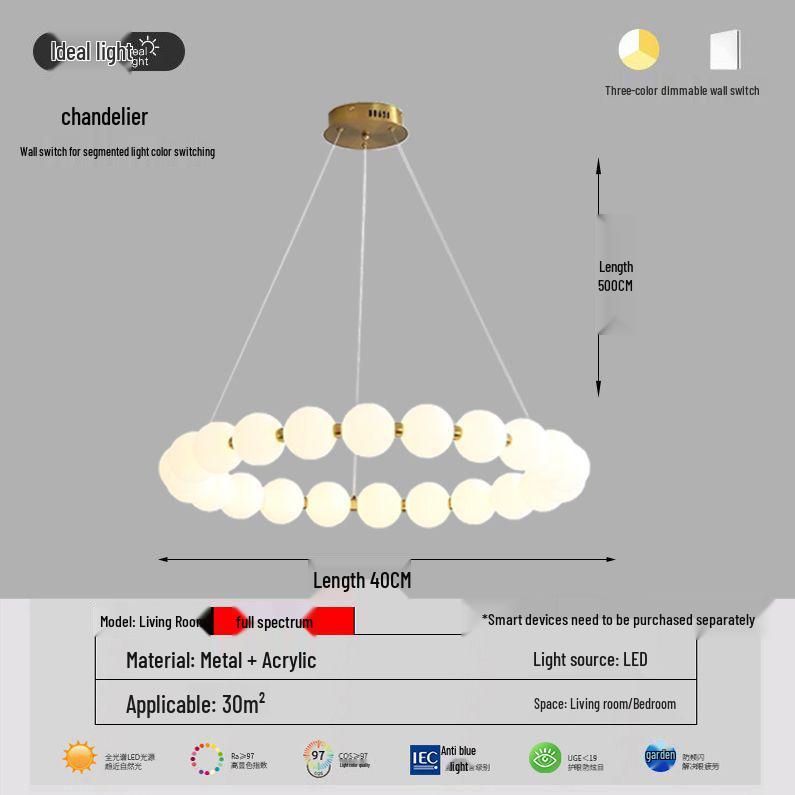Italian Cream Minimalist LED Pendant Lamp for Living Room and Stairwell