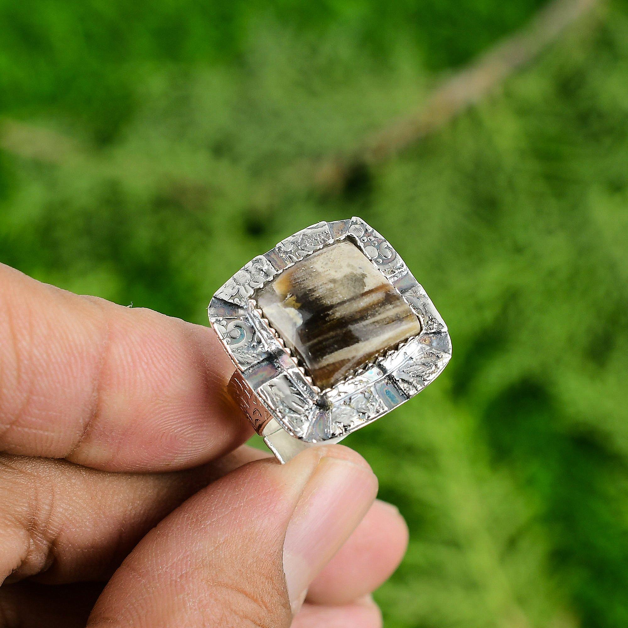 

Кольцо-солитер из стерлингового серебра 925 пробы с камнем яшма из арахисового дерева в безеле, кольцо сестры для свадьбы Adjustable