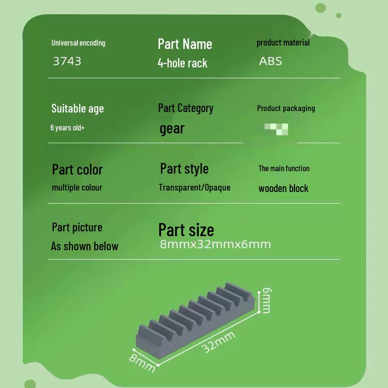 1x4 Gear Strip Compatible Building Blocks - 0.1 Kg