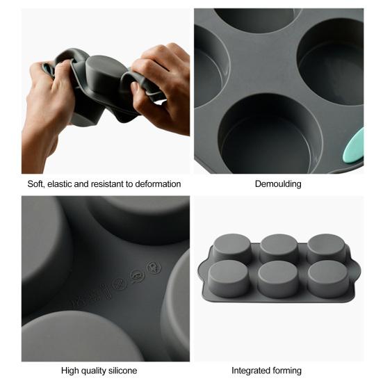 Silicone Cake Mold 6/12-Cavity Mini Fluted Tube Pan BPA-Free Non-Stick Small Cake Baking Mold Food Grade Silicone Mold Gifts for Bakers Mother's