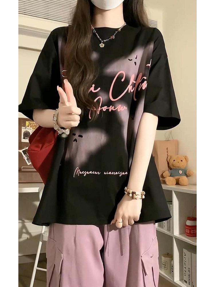 

Retro Butterfly Women s Plus Size Short Sleeve T-Shirt: Trendy Loose Fit Summer Design L (suggested for 101-115 jin) чёрный