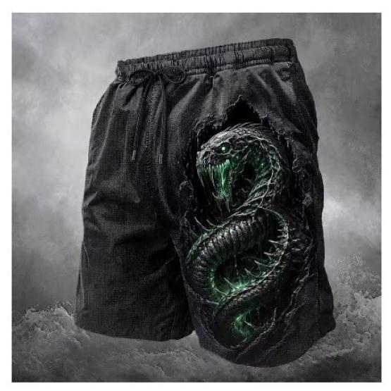 Dark Skull Snake Ghost Demon Training Muay Thai Kickboxing Boxing MMA Shorts Unisex Gym Fitness Workout Quick Dry Print Elastic Waist