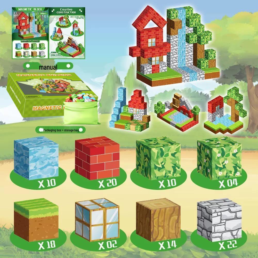 Magic Magnetic Forest Blocks - Magnetic Cube Building Set for Kids