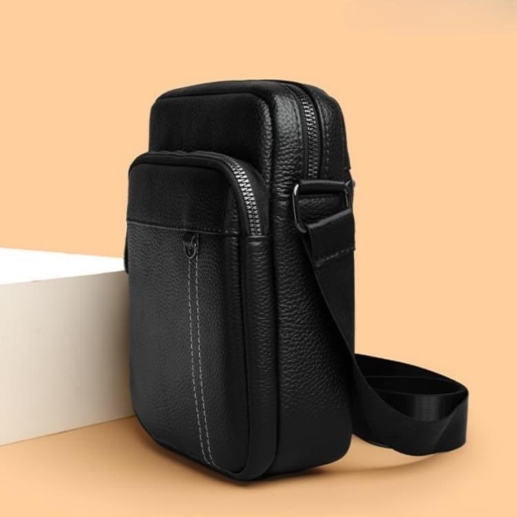 Borsa a tracolla messenger verticale da uomo con motivo litchi