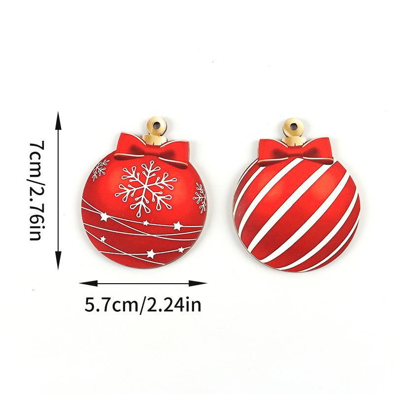 (12pcs set)7*5.7cm Christmas Ball Wooden Pendant Xmas Decoration Colored Woodblock Children's Cartoon Snowman Hanging DIY